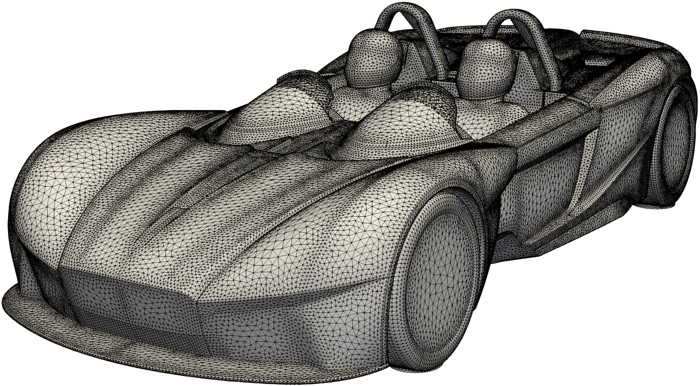 Detail of the Rp1 high-order mesh produced by the high-order meshing workflow. The spokes in the wheel were not included in the final simulations, to reduce complexity.