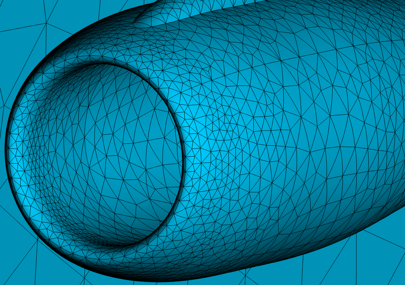 High-order mesh of the DLR-F6 geometry, with an inset enlargement of the mesh around the front of the engine.